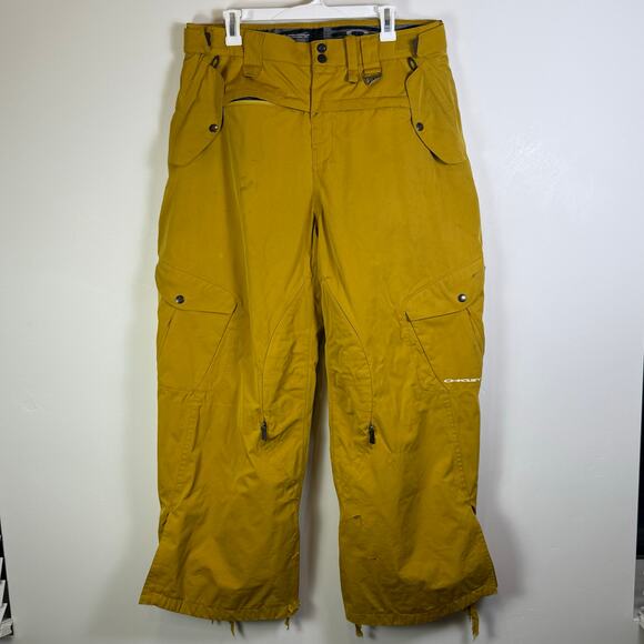 Y2K Oakley Nitro Fuel 2 Snow Pants Mens L  yellow Snowboard Ski Utility - Picture 1 of 8